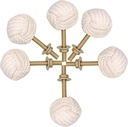 Jute Rope Door Knobs - White Pull and Push Handle Knobs for Cabinets, Wardrobes & Cupboards - Nautical Handmade Jute Ropes Door Knobs/Rope Knot Drawer Pulls - Home Decor Gifts (Set of 6)