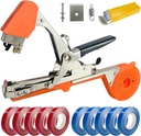 Sutekus Plant Tying Machine Garden Tape Tool Including Tapes, Staples andSpare Parts, Tomatoes Peppers and Cucumbers Tape Tool Fruit Twine Tool, Orange