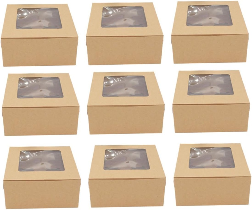 GARVALON 20pcs Kraft Paper Cupcake Boxes with Inserts for Muffins Tarts and Baked Treats for Parties Weddings and Special Occasions