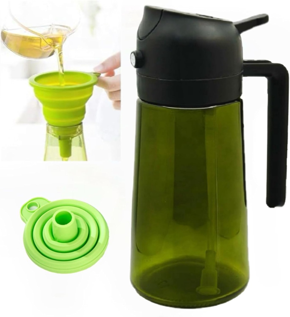 Kitchen Maiden 2 in 1 Oil Dispenser,2 in 1 Oil Dispenser and Oil Sprayer,Oil Dispenser Bottle Spray and Pour,for Kitchen Air Fryer, Frying, BBQ（1Pcs）