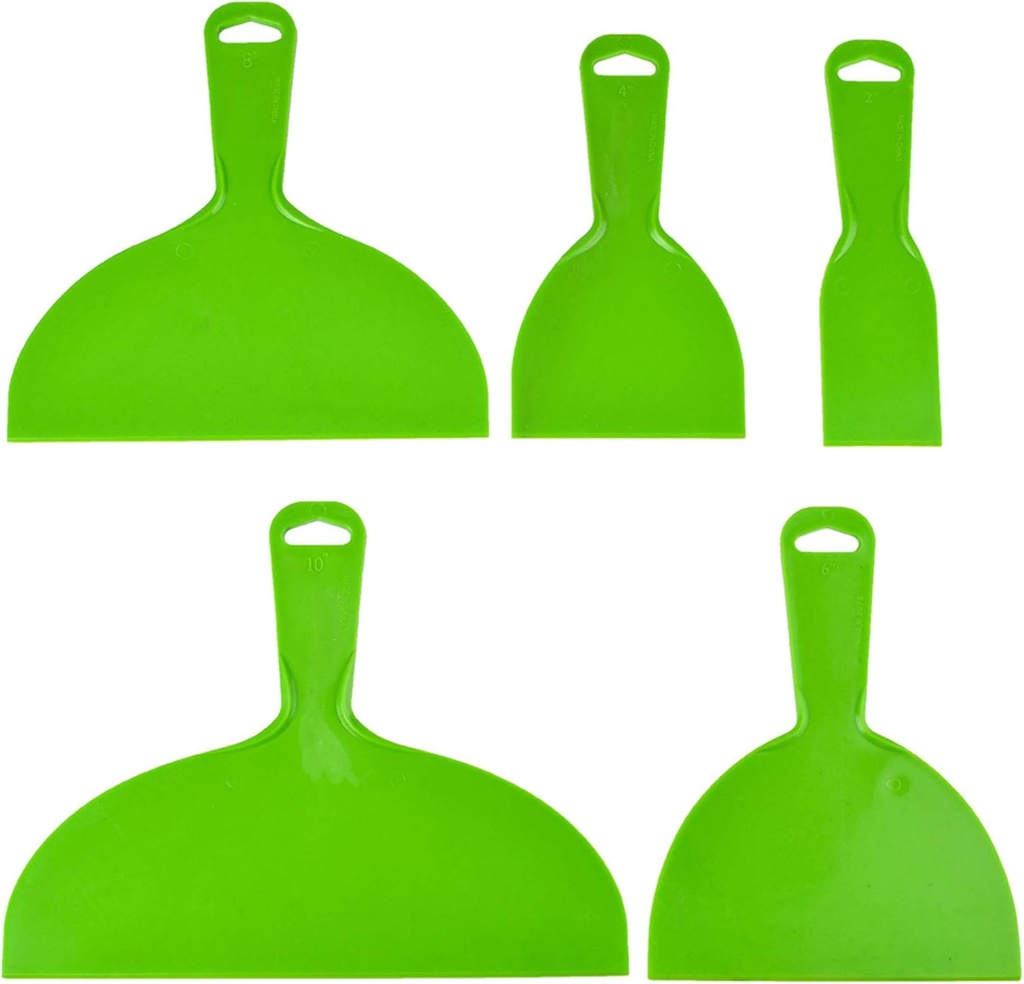 zYoung 5 Pcs Putty Knife, Large Size Pack, Flexible Plastic Paint Scraper Tool for Spackling, Wallpaper Scraper Plastic, Spatula Scraper, Spackle Tools