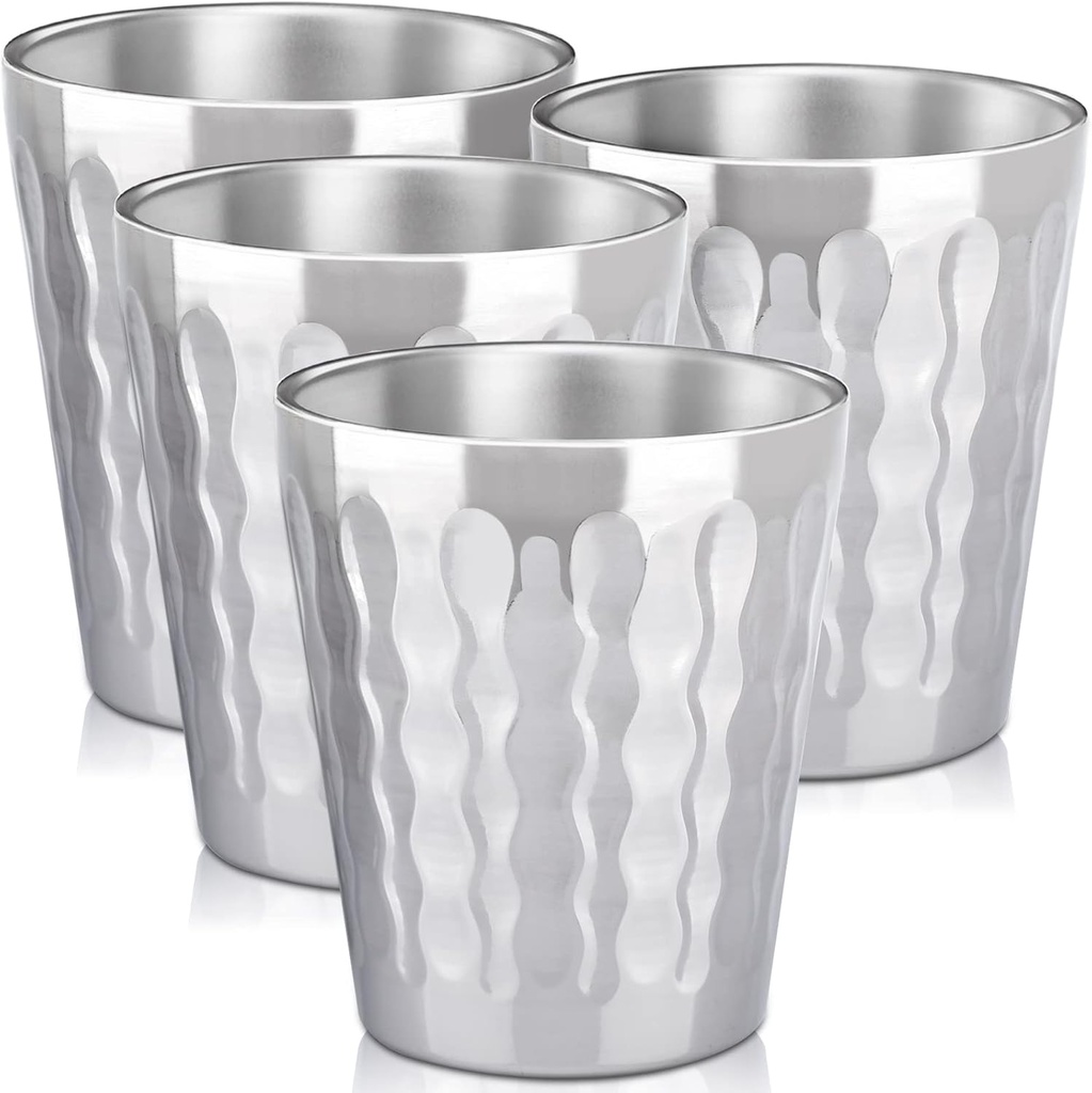Beasea 10oz Stainless Steel Cups, 4 Pack Double Wall Metal Stackable Insulated Portable Drinking Tumblers Unbreakable Shatterproof Glasses for Home Restaurant Party Camping Travelling