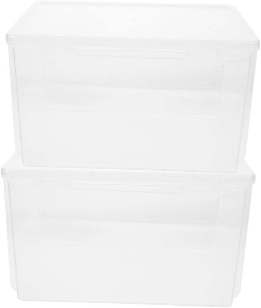 Healifty 2Pcs Transparent Airtight Kitchen Grain Storage Boxes Sealed Fruit Canisters for Refrigerator Food Containers for Bread Rice and Dry Food Organization