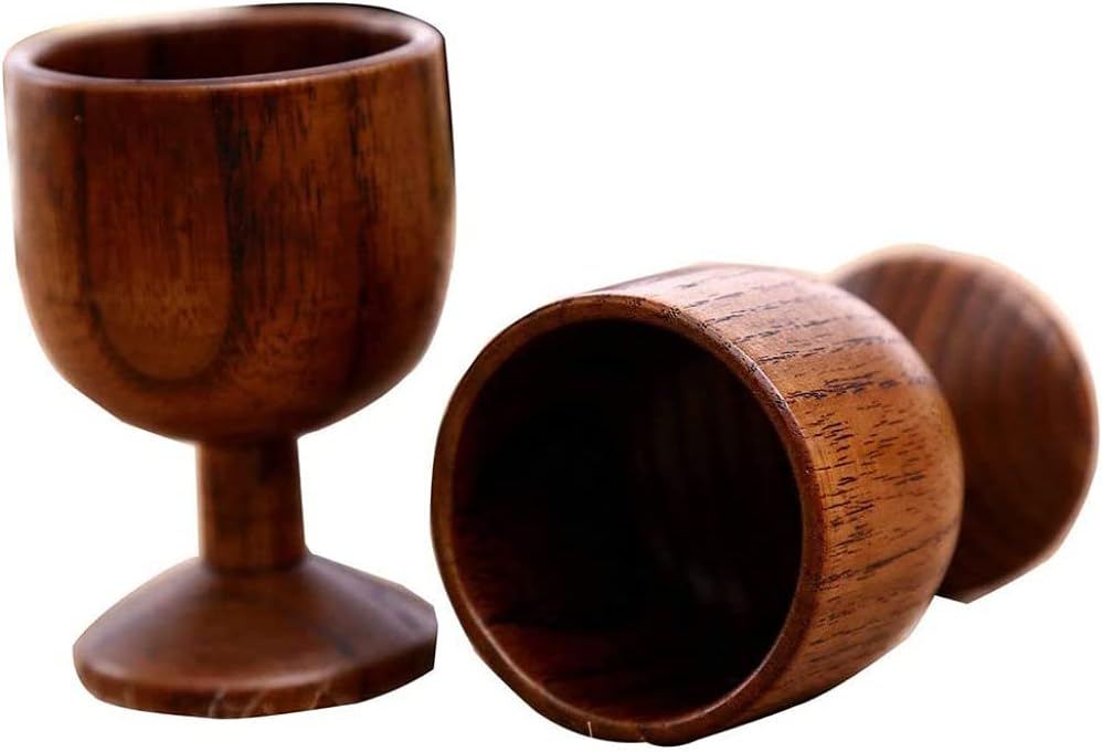 Pack of 2 Large-Capacity Handmade jujube Wooden Wine Glass Drinking Glass Wine Glass Communion Glass Goblet