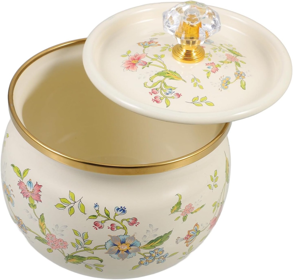 Luxshiny Enamel Sugar Container Jar with Lid Versatile Kitchen Storage Canister for Spices Tea and Candies Capacity Easy Access and Cleaning Multi-functional Home Organizer