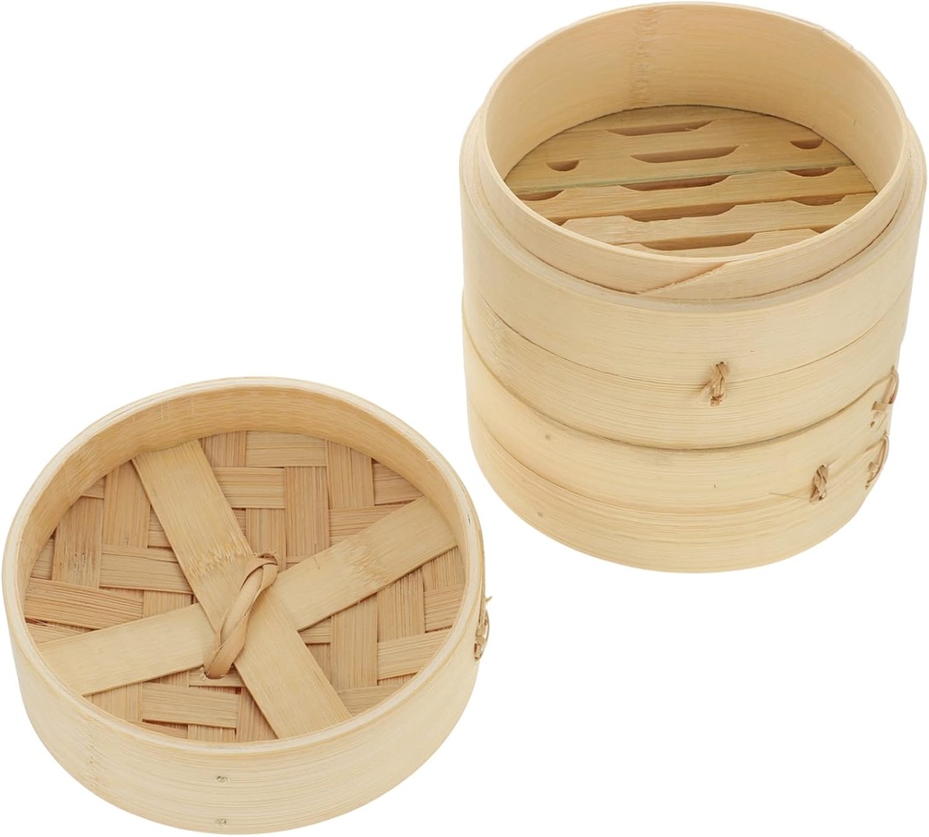 Sosoport Steamer Basket with Lid Round Food Steamer for Dumplings Dim Sum Meat and Vegetables Heat Resistant and Easy to Clean for Practical Kitchen Use