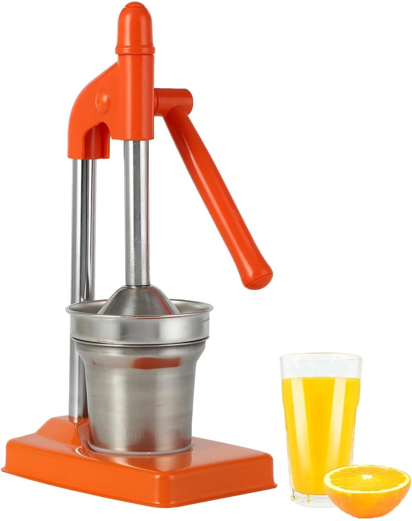 Stainless Steel Lemon Juicer, Manual Citrus Press Hand Operated Juicer for Lemon Lime Orange, Heavy Duty Countertop Fruit Juice Squeezer, Easy Clean Home Kitchen Bar Restaurant Use (Orange)