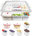 Snackle Box Container, Divided Serving Tray with Lid and Handle, Portable Snack Platters with Vacuum Seal Container, Clear Organizer for Fruits, Nuts, Candy, Perfect for Party Picnic Travel School