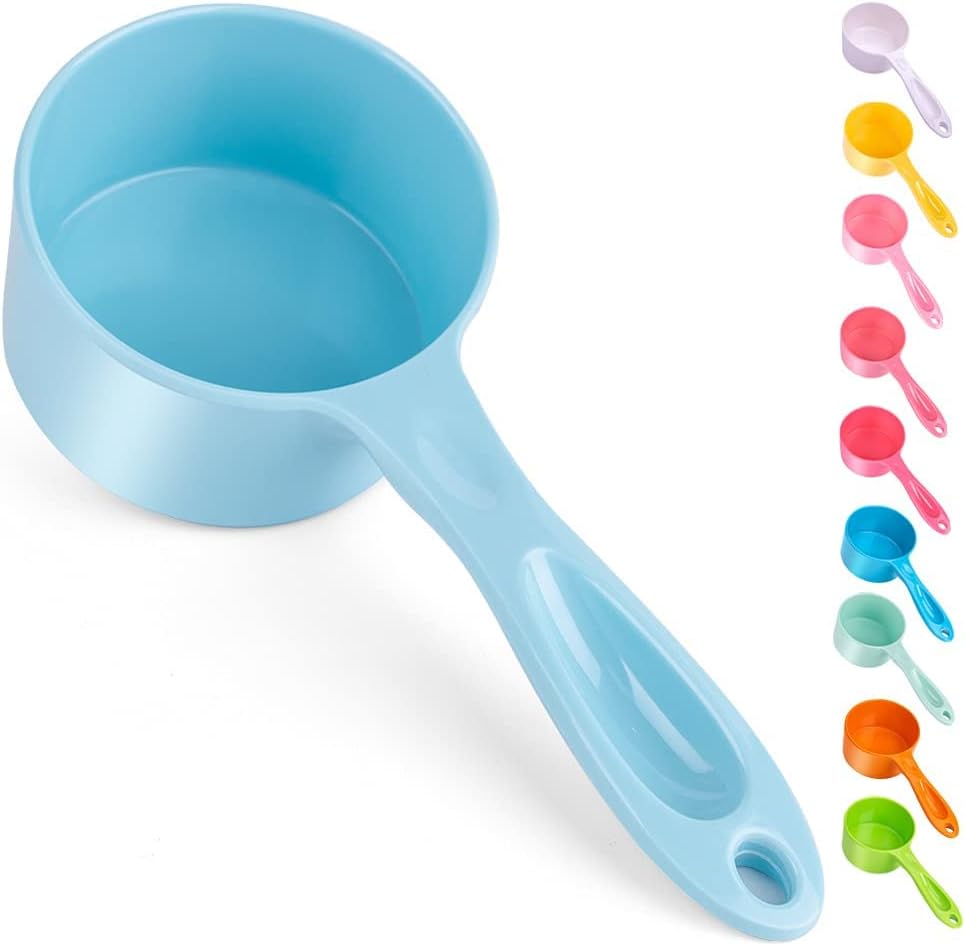 Super Design 1/2 Cup Dog Food Scoop for Container Melamine Measuring Scoop for Dogs Cats Birds and Rabbits Pet Food Feeding Scoop Dishwasher Safe - Baby Blue