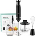 Immersion Blender, Vospeed 1000 Watt 4-in-1 Hand Blender with Chopper, Whisk, 600ml Mixing Beaker, Electric Stick Blender with Two Speed Adjustable, Ergonomic handle, Detachable