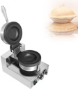Electric Burger Waffle Maker 1300w -Stainless Steel Shell-Durable-Adjustable Temperature 50-300 Degrees-Timer 0-5 Minutes-for Home Kitchen Use Breakfast