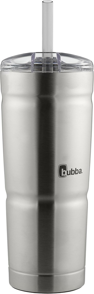 Bubba Envy Stainless Steel Tumbler with Straw, Stainless Steel with Clear Lid, 24oz