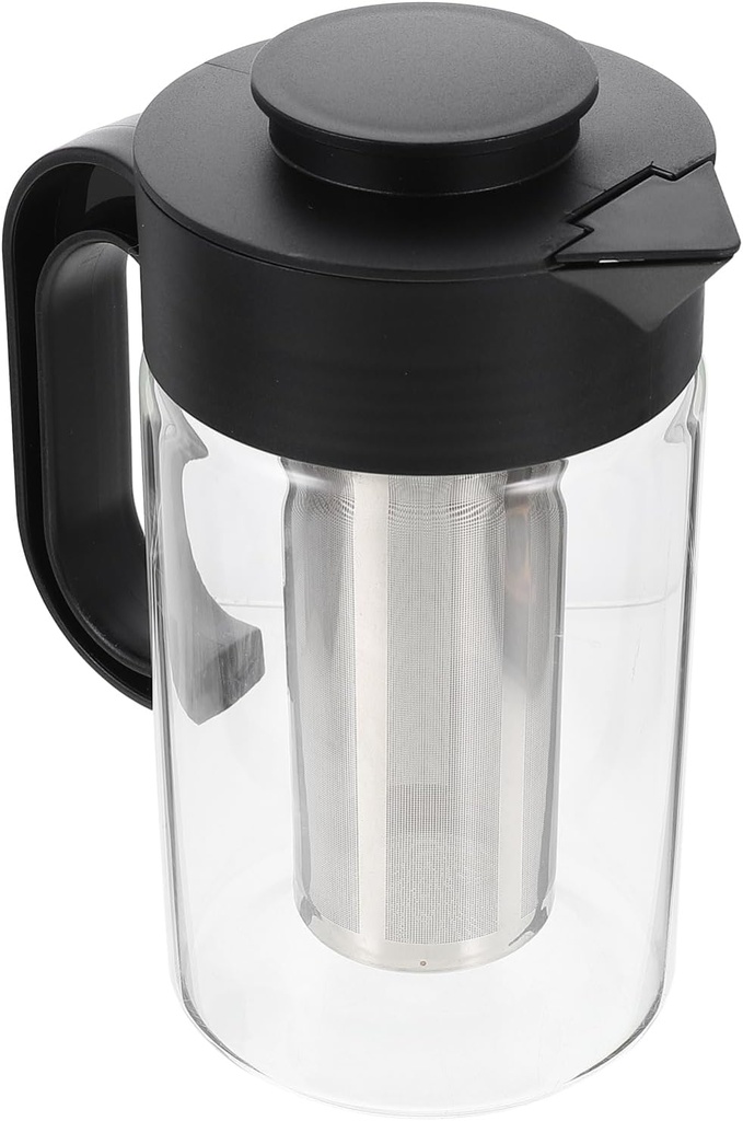 Cabilock Glass Beverage Pitcher with Mesh Design High-temperature Resistant Water Pot for Iced Tea Juice and Homemade Drinks Ergonomic Handle for Easy Pouring