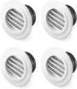 QWORK Air Vent ABS Louver Grille Cover, 4 Pack 4" Round Covers with Built-in Fly Screen Mesh for Bathroom Office Home