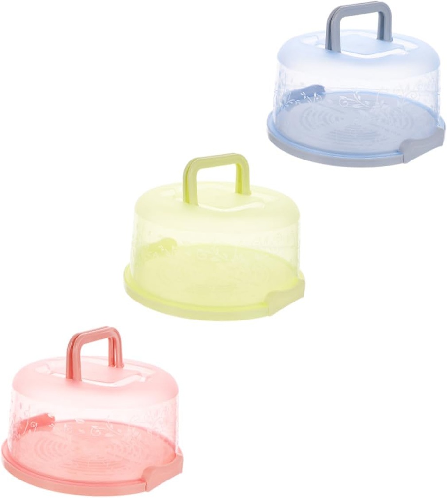 3pcs Portable Cake Boxes with Handle Food Storage Containers for Fruits Vegetables Sealing Design to Prevent Leakage for Bakeries Parties and Home Use