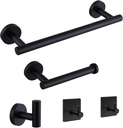 5-Pieces Bathroom Hardware Set, SUS304 Stainless Steel Towel Rack Set, 16" Hand Towel Rack, Toilet Paper Rack, 3 Bathrobe Towel Hooks, Bathroom Accessories, Towel Rack Set(Matte Black)