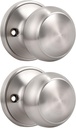 KNOBWELL 2 Pack Non-Turning Dummy Door Knobs Interior - Satin Nickel, Keyless Closet Door Knobs for French Doors，Single Side