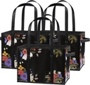 3 Pk Reusable Grocery Bags, Foldable Shopping Basket, Daily Utility Storage, Reinforced Bottom Handles Waterproof