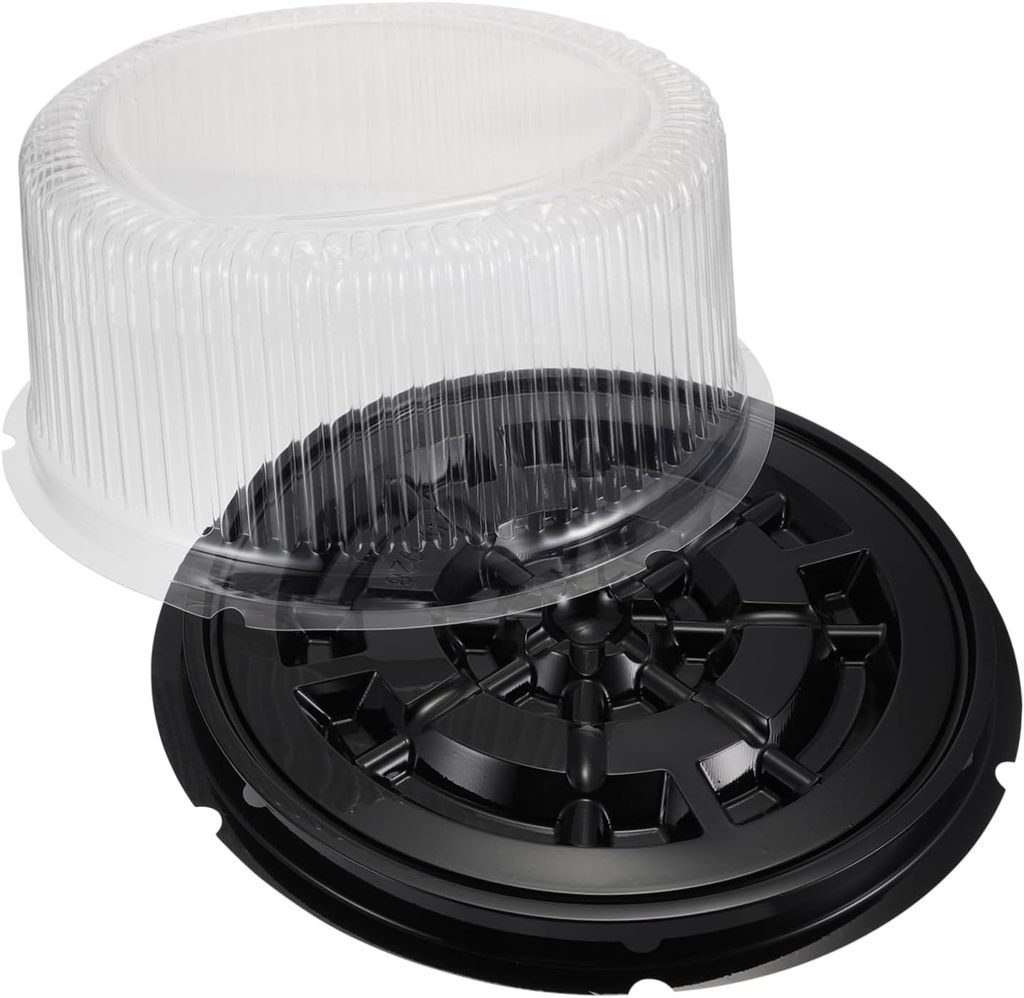 Cabilock 5pcs Transparent Round Plastic Bakery Cake Boxes with Non Slip Base Single Cake Containers for Dessert Packaging