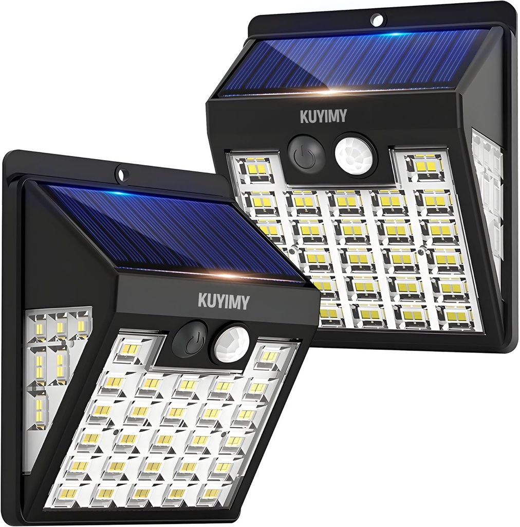 Solar Lights Outdoor, 72 LED Motion Sensor Wall Light, IP65 Waterproof and 3 Lighting Modes, Solar Powered Security Wireless Light Outside for Patio, Garden, Fence, Porch, Front Door(2 Packs)