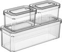 3Pack Clear Plastic Stackable Food Containers With Lids, Vegetable Storage Containers, Refrigerator Organizer Bins, Organizer Bins For Fridge Freezer Fruits & Veggie Storage Kitchen Organization