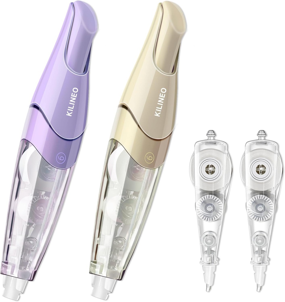 Refillable Retractable White Correction Tape, Pen Shaped White Smooth Pull Out Japanese Aesthetic Cute Correction Tape for Office Supplies, 4 PCS (ZH-87)