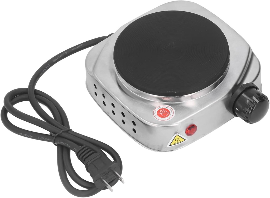 Portable Cooking Heater Stove, Stainless Steel Electric Hot Plate 500W 110V, Easy cleansss, US Plug for Soup, Porridge, Coffee Machine and Hot Water