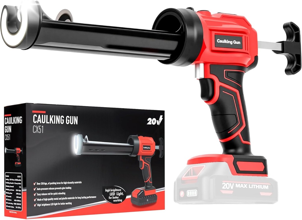 Cordless Electric Caulking Gun Compatible with Makita Battery, 4 Adjustable Speed 550Lbs Push Force, LED Light, Drip-Free, 10OZ Electric Caulk Gun for Filling, Sealing, Windows, Floors (No Battery)