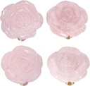 mookaitedecor Set of 4 Natural Rose Quartz Crystal Cabinet Knobs with Screws, Decorative Floral Stone Drawer Pulls for Dresser Door Kitchen