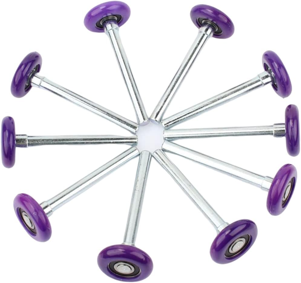 6200ZZ Quiet Garage Door Rollers Bearing Nylon Garage Door Roller 4" Stem, Purple Pack of 10 (for 7' Height Doors)