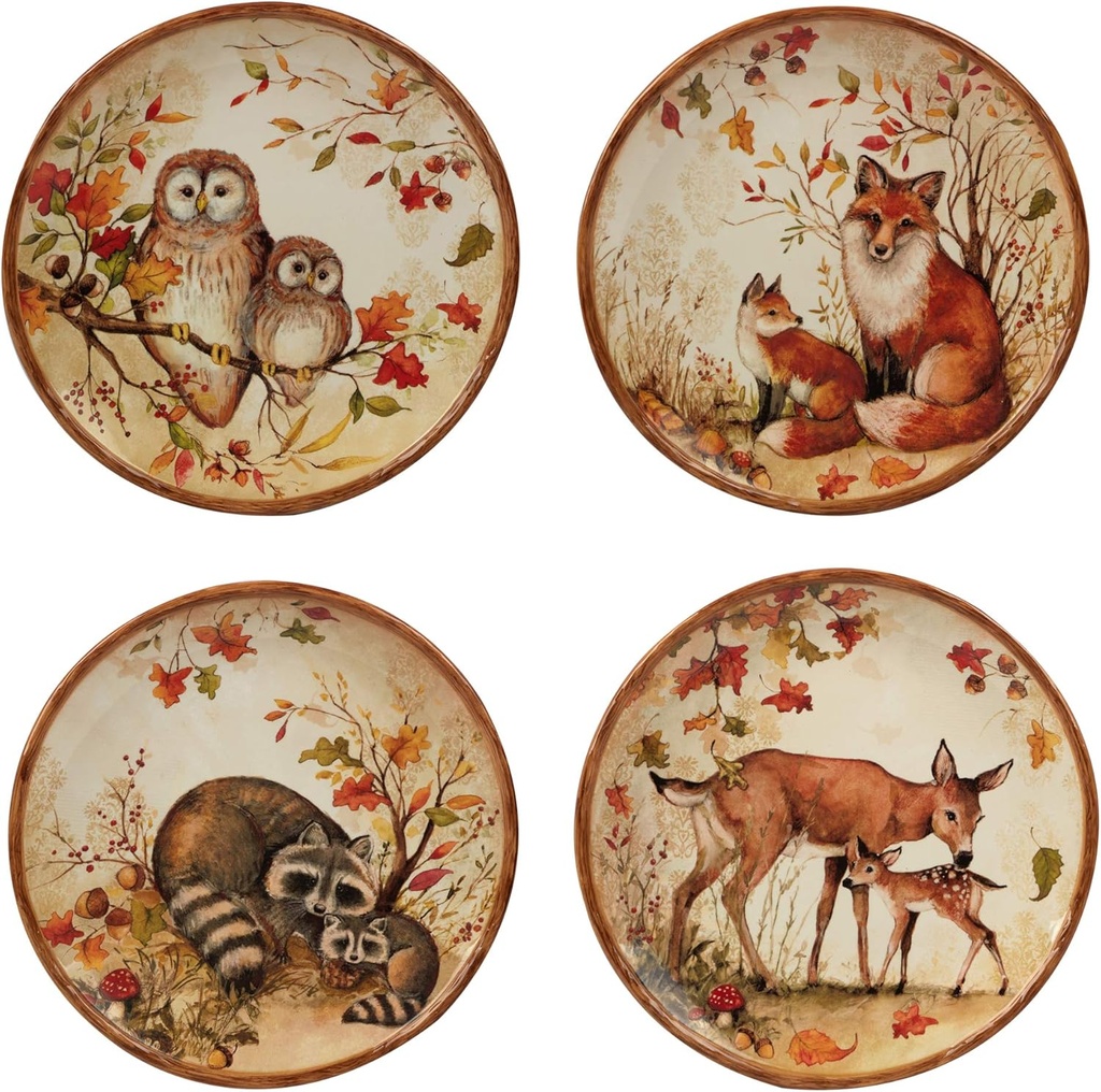 Certified International Pine Forest 10.5'' Dinner Plates, Large, Multicolor, Set of 4