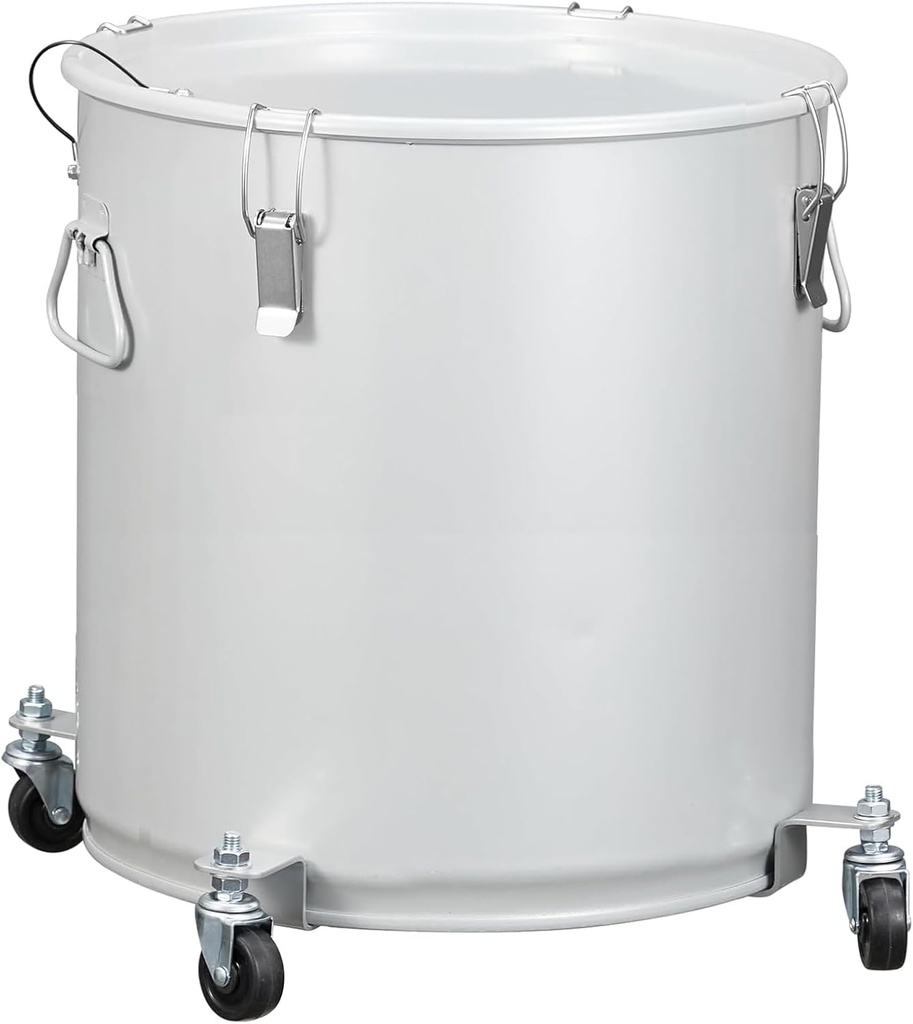 Fryer Grease Bucket 16 Gal, Fryer Oil Bucket With Lid, Oil Disposal Caddy w/Rust-Proof Coating, Coated Carbon Steel Oil Filter Pot With Caster Base, Oil Transport Container w/Lock Clips & Filter Bag