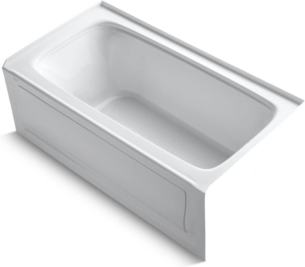 KOHLER 1150-RA-0 Bancroft 60" x 32" Acrylic Alcove Bathtub with Integral Flange and Right Hand Drain, Integral Apron, White