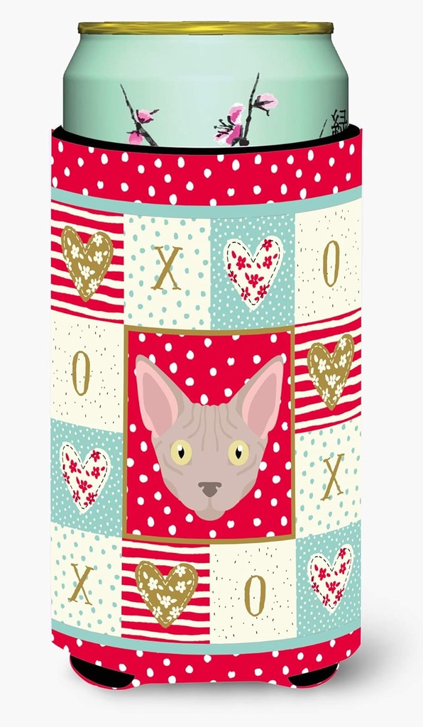 Caroline's Treasures CK5133TBC Minskin Cat Love Tall Boy Hugger, Red Can Cooler Sleeve Hugger Machine Washable Drink Sleeve Hugger Collapsible Insulator Beverage Insulated Holder