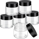 SATINIOR 6 Pack 3 oz Plastic Jars Containers with Lids Wide-mouth Refillable Leakproof Reusable Round Empty Jars for Travel Cosmetic Dry Food SpiceCandy Cookie Home Kitchen Organizing(Black)