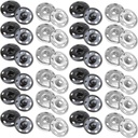 JOSDIOX Sew on Snap Button Metal Fasten Press Button for Sewing Clothing Silvery 24 Sets Black and Silvery (0.75 inches 19mm)