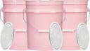 House Naturals 5 Gallon Pink Food Grade Plastic Storage Bucket with Lid Cover (Pack of 3) Made in USA (with White Easy Open Close Lids)
