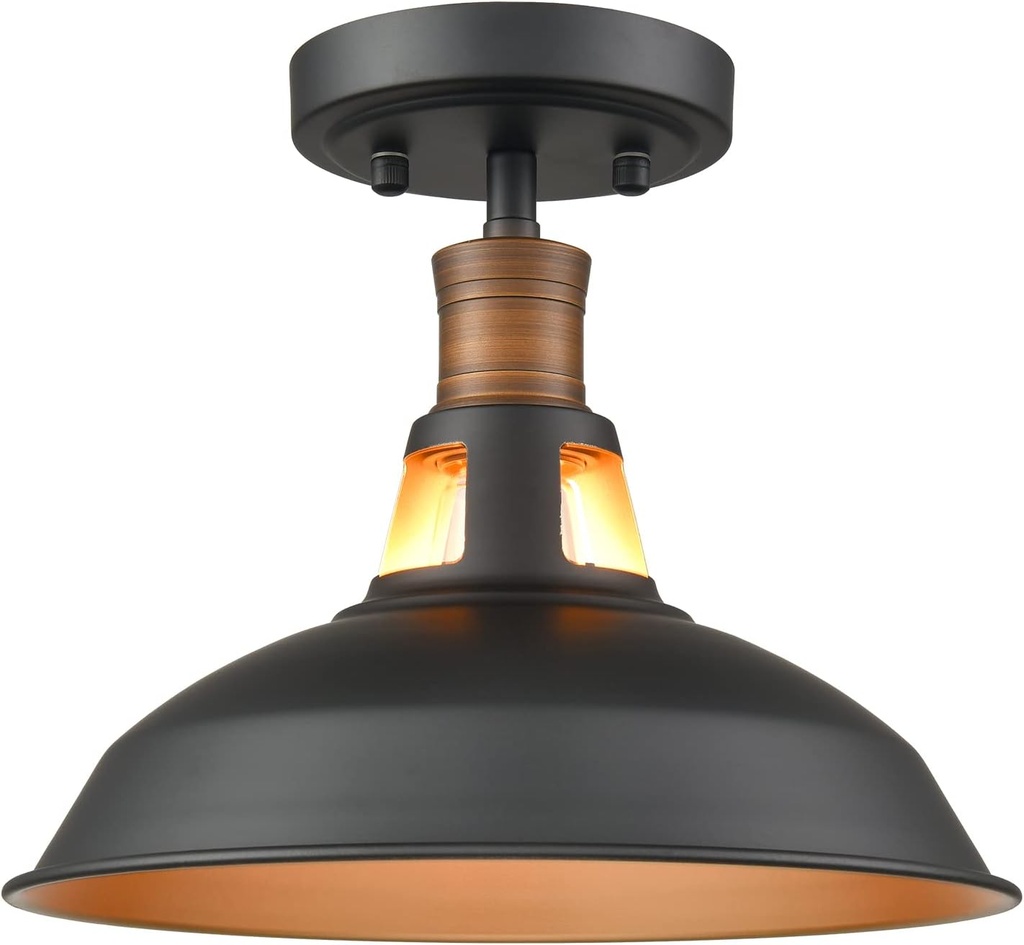 CLAXY Industrial Farmhouse Ceiling Light 1-Light Barn Ceiling Light Fixture Flush Mount for Bedroom Hallway Porch
