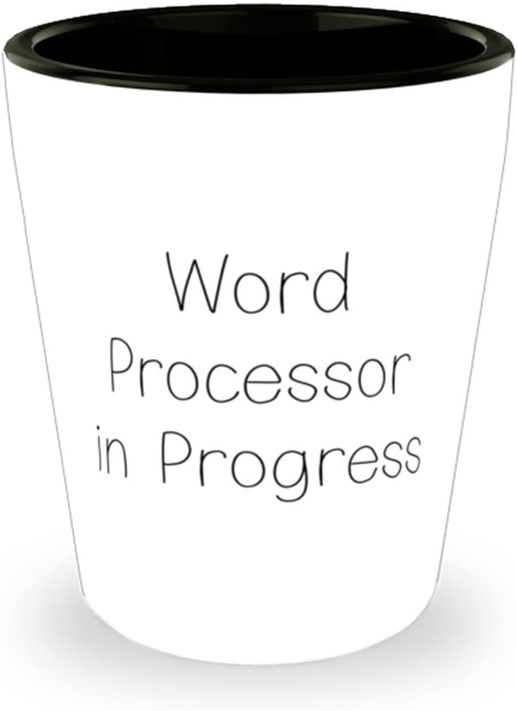 Fancy Word processor Gifts, Word Processor in Progress, New Shot Glass For Coworkers, Ceramic Cup From Coworkers, Office supplies, Kitchen supplies, Bar supplies, Party supplies, Wedding favors,