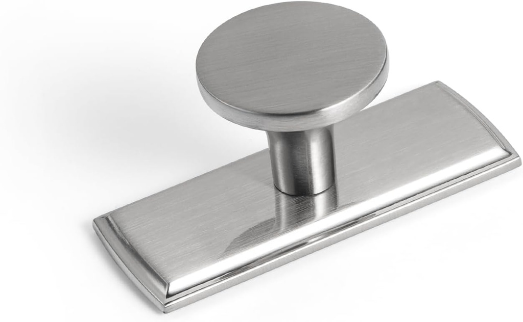 Goo-Ki Satin Nickel Cabinet Knob with Backplate,High-end Zinc Alloy Cabinet Hardware,6 Packed