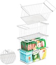 Enhanced Leak-Proof Bottom - Freezer Organizer Bins ，4 Pack Stackable Deep Freezer Organizer Bins for 7 Cu.FT Small Chest Freezer，Easy Get Bottom Foods without Digging（white）