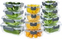 24 Pieces Glass Meal Prep Containers, Glass Food Storage Containers with Lids, Reusable Airtight Leakproof Lunch Bento Boxes Freezer, Microwave Oven and Dishwasher, Gray