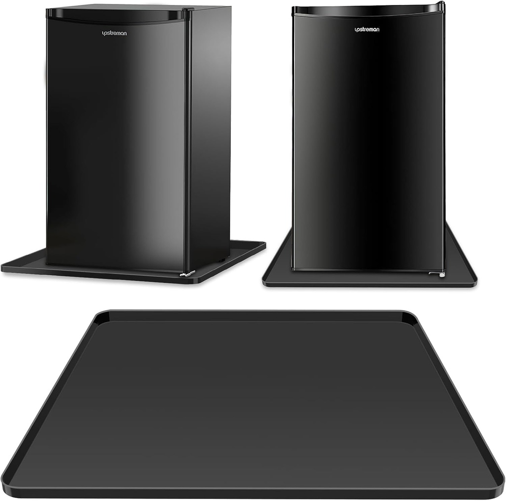 Mini Fridge Silicone Mat,24''x24''x0.5'', Under Refrigerator Mat Mini Fridge Drip Pan Prevents Appliance Leakage Water Spills, Protects the Floor From Damage and Cleanliness(Black)