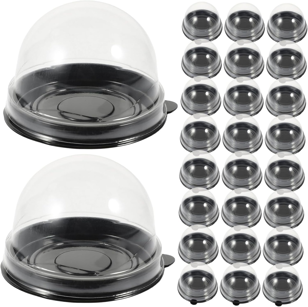 Ciieeo 50pcs Dome-shaped Cake Box Egg-yolk Puff Wrapping Moon Cake Case Baking Containers