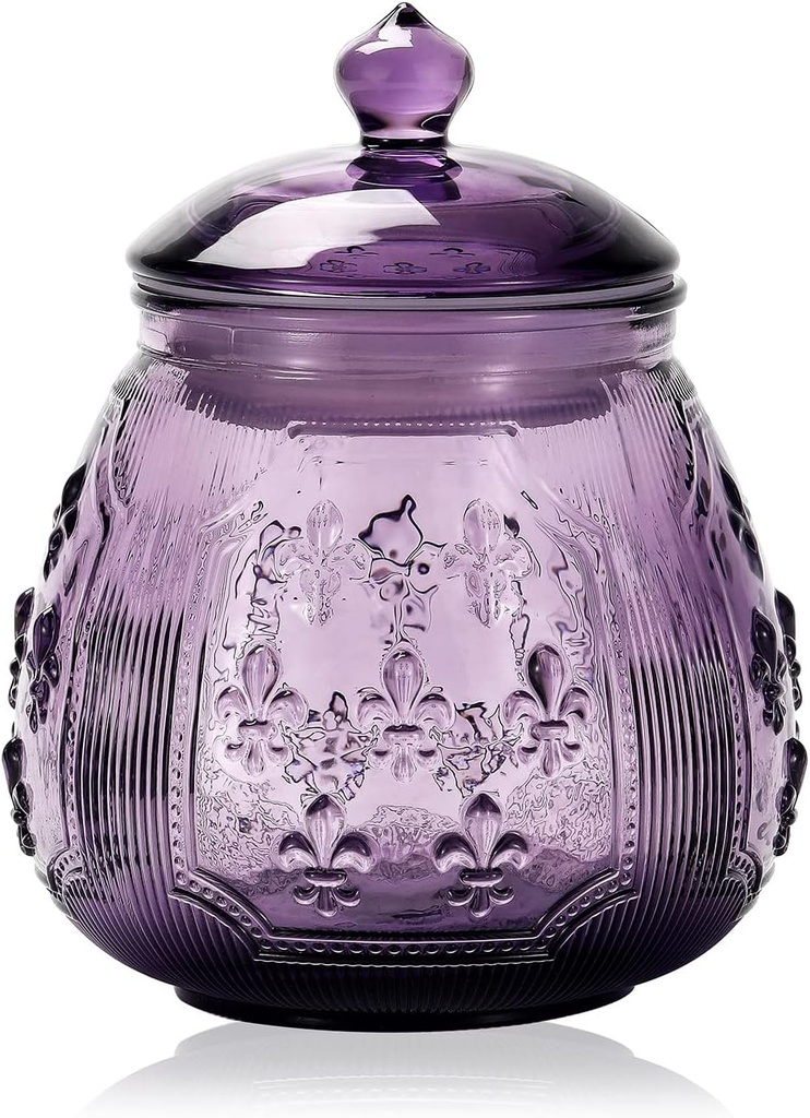 Glass Cookie and Candy Jars With Airtight Lids For Food Storage, Household (Purple, MD 4.6 in *H 5.9 in)
