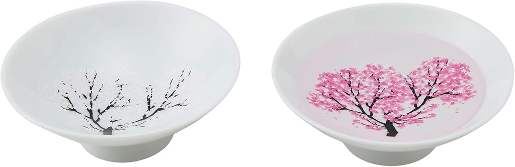 丸モ高木陶器 Japanese Sakura Cherry Blossom Color Changing Sake Cups (Pair), Magical Blooming Sake Cups