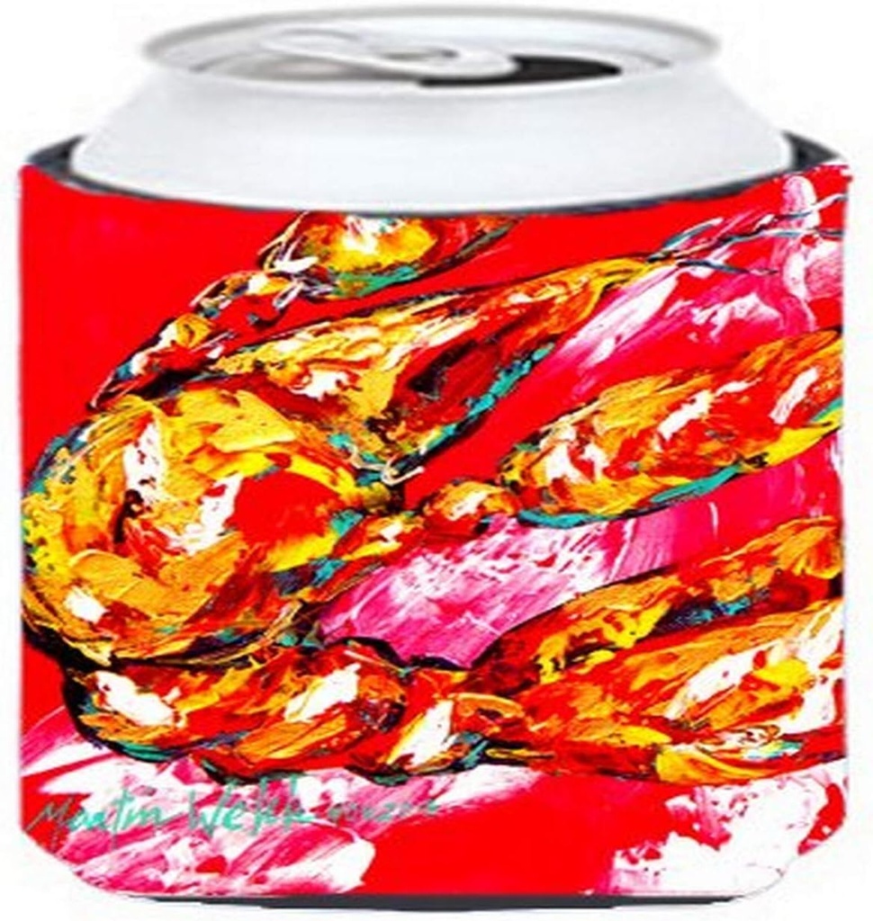 Caroline's Treasures MW1067CC Crawfish Too Hot Can or Bottle Hugger Cooler Washable Drink Sleeve Collapsible Beverage Insulated Holder, Can Hugger, Multicolor