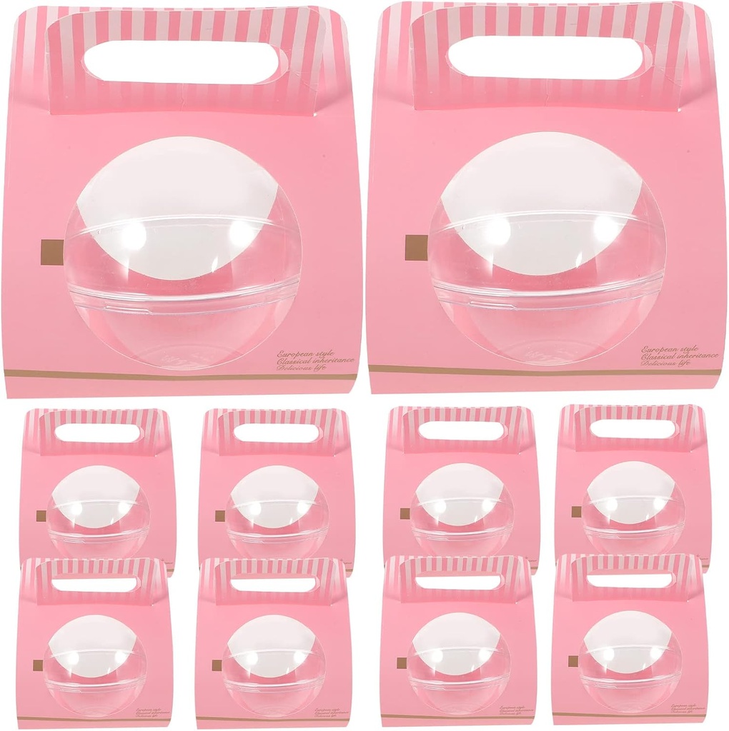 10pcs Paper Charcuterie Boxes, Cake Carrier Transparent Take Lid Clear Bag, 6 inches Disposable Food Containers for Candy Shape Shaped Wedding Supplies