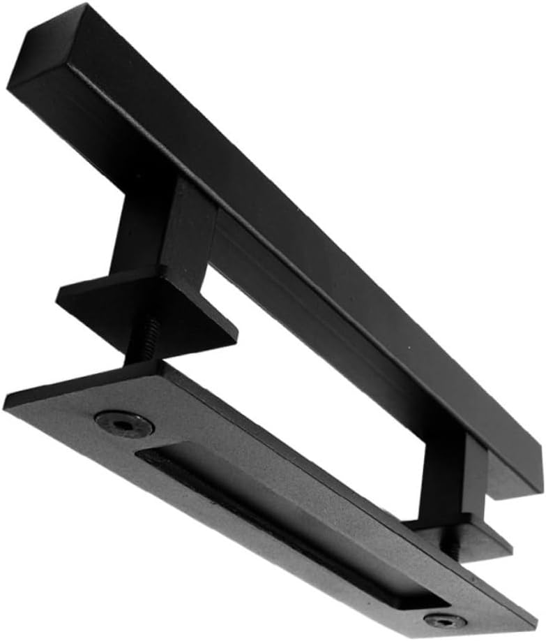 Hemoton Heavy-Duty Carbon Steel Barn Door Handle Durable Black Security Grip for Granary Security Doors Versatile Design for All Types of Gates and
