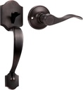 Main Entrance Keyless Door Handleset, Passage Front Door Handle with Lever Inside, Low Profile Front Lock Handleset with Oil Rubbed Bronze Finish, Reversible for Right & Left Sided